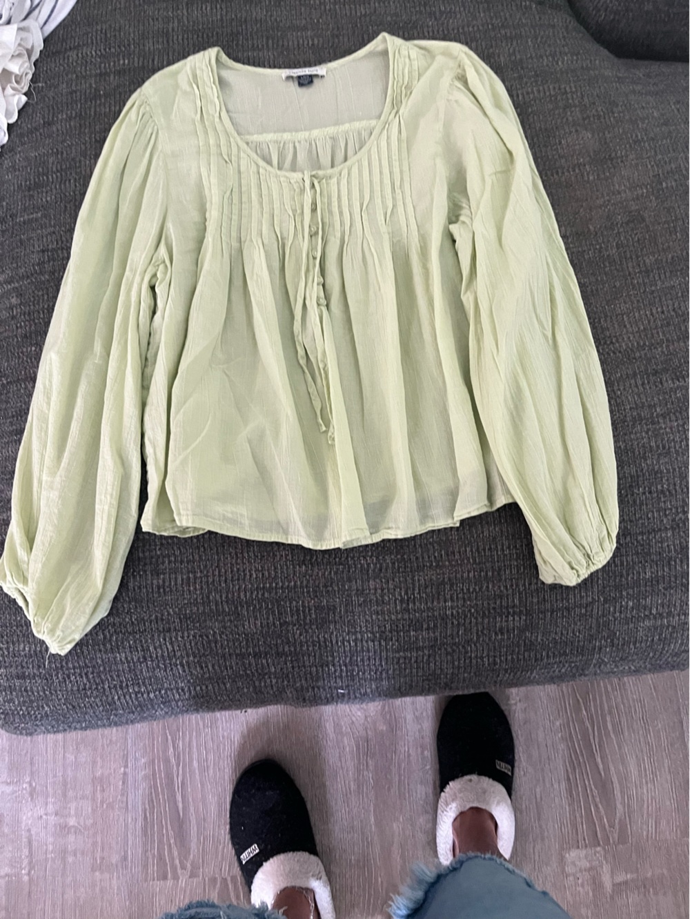 Light Green Sheer Peasant Blouse
